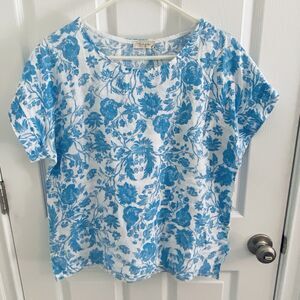 Bella Umbra Linen Top Womens Small Made In Italy Floral Toile Dainty Femme Light